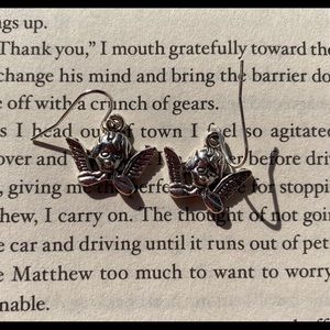 Angel earrings silver hook dangle earrings